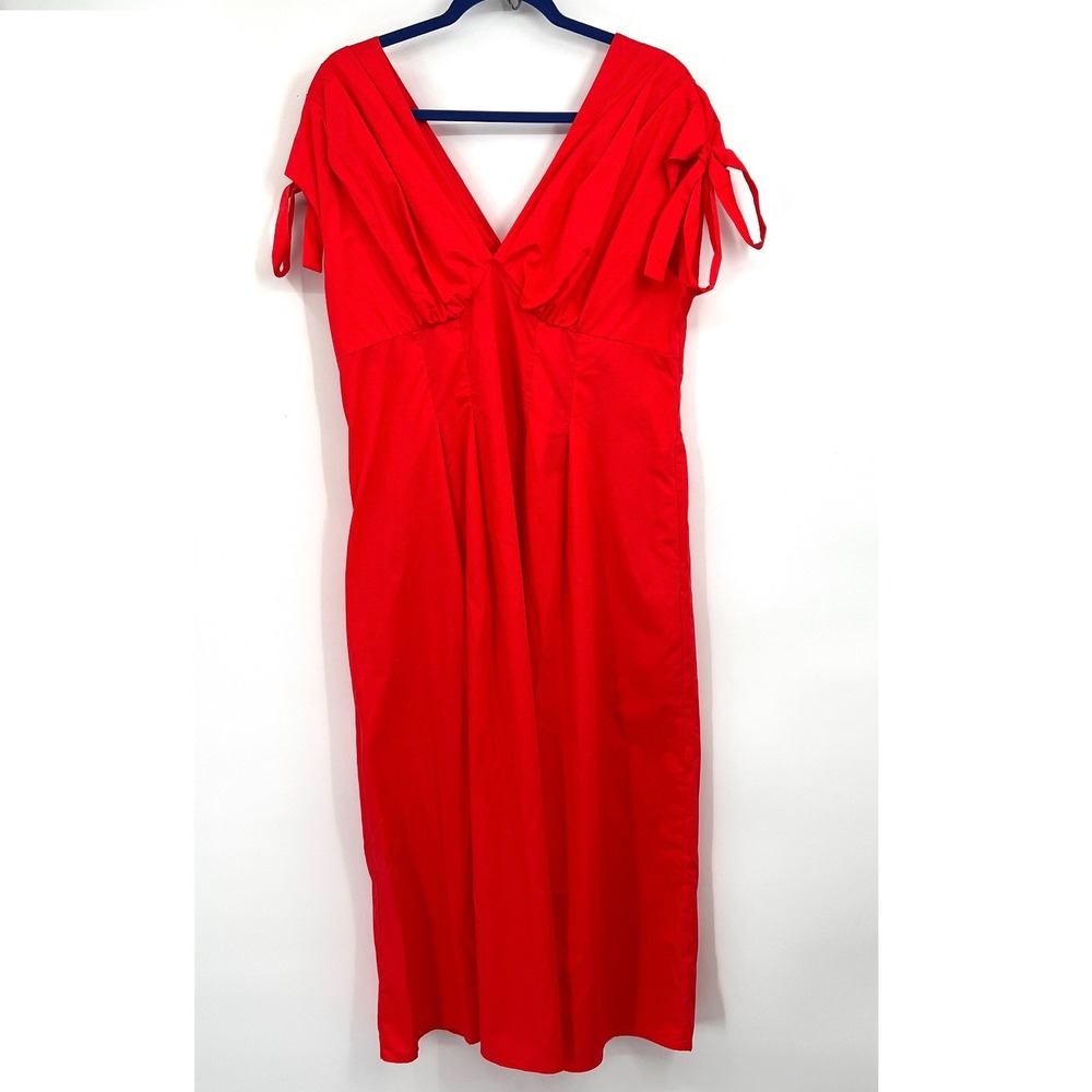 NWT A New Day geranium red fit & flare cotton shirt dress career holiday L